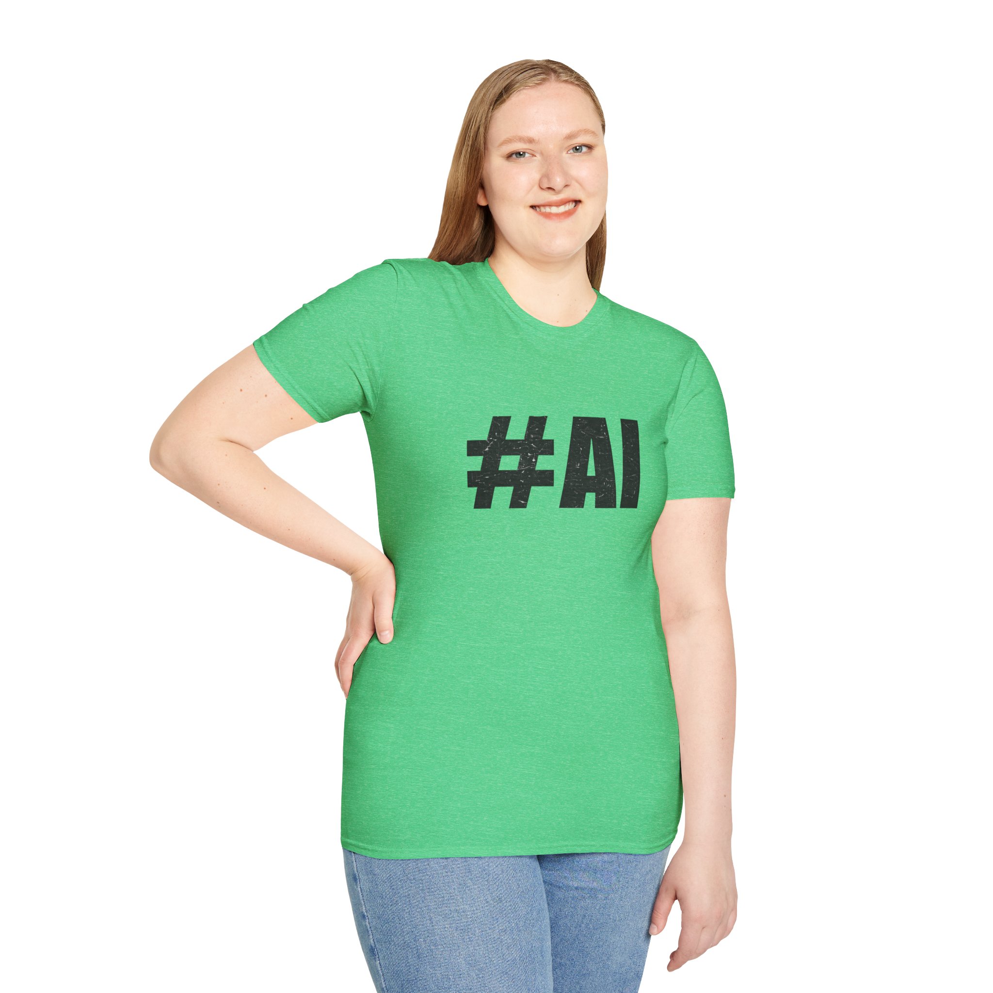 #AI Distressed Dark Minimalist Artificial Intelligence Graphic T-Shirt - Image 93